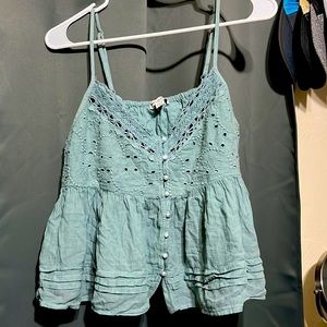 American Eagle teal flowy top